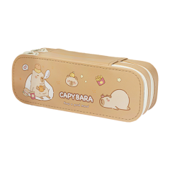 Hộp đựng bút 2D hình Capybara MK20XX 2 ngăn màu nâu chính hãng