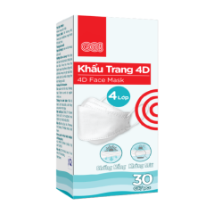 Khẩu trang 4D GO! 4 lớp hộp 30 cái trắng chính hãng