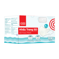 Khẩu trang 5D GO! 3 lớp hộp 100 cái đen chính hãng