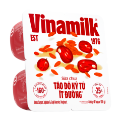 Lô 4 sữa chua ăn Vinamilk táo đỏ kỷ tử ít đường 100g chính hãng | Siêu Thị GO!– Thực phẩm giá tốt