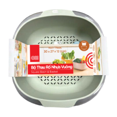 Bộ thau rổ nhựa vuông GO! 27cm chính hãng