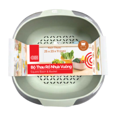 Bộ thau rổ nhựa vuông GO! 23cm chính hãng