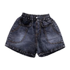 Quần short jean bé gái Kata 2 nắp túi màu đen size 16 chính hãng