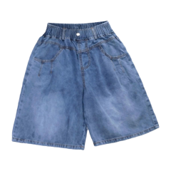 Quần jean lửng bé gái Kata xếp 2 li con xanh size 16 chính hãng