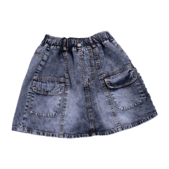 Chân váy jean bé gái Kata 2 túi dập đen size 16 chính hãng