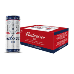 Thùng 24 bia Budweiser Sleek 0.0 lon 330ml chính hãng