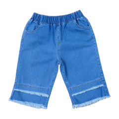 Quần jean lửng bé gái Tre xanh thêu xanh đậm size 12 chính hãng