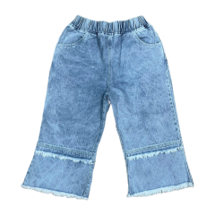 Quần jean lửng bé gái Tre xanh thêu xanh nhạt size 12 chính hãng