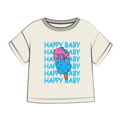 Áo thun bé trai Tre Xanh in Happy màu kem size 4 chính hãng