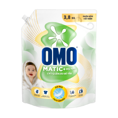 Nước giặt OMO Matic quần áo bé yêu túi 3.8kg chính hãng