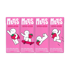 Lô 4 sữa trái cây Metis hương dâu hộp 180ml chính hãng | Siêu Thị GO!– Thực phẩm giá tốt