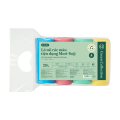 Lô 4 cuộn túi rác màu tiện dụng Inochi Mori-Soji size M 25 lít chính hãng