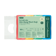 Lô 4 cuộn túi rác màu tiện dụng Inochi Mori-Soji size L 50 lít chính hãng