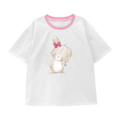 Áo thun bé gái tay ngắn thỏ HN2 3381 màu trắng size 8 chính hãng