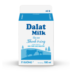 Sữa tươi thanh trùng Dalat Milk ít đường hộp 180ml chính hãng