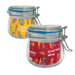 Hủ thủy tinh tròn Cherry nắp gài 500ml chính hãng