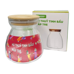 Hủ thủy tinh bầu Cherry nắp tre HNTG311 650ml chính hãng