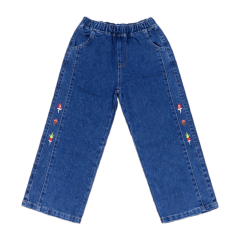 Quần jean bé gái Tre Xanh thêu sườn màu xanh đậm size 10 chính hãng