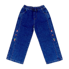 Quần jean bé gái Tre Xanh thêu sườn màu xanh đen size 10 chính hãng