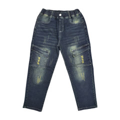 Quần jean dài bé trai Khang Thành xanh đậm size 6 chính hãng