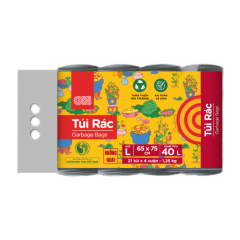 Lô 4 túi đen đựng rác GO! 55x65cm 1.25kg chính hãng