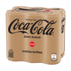 Lô 6 nước ngọt Coca-Cola không đường hương vani lon 320ml chính hãng