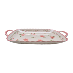 Đĩa chữ nhật hoa văn hoa đào 30cm chính hãng