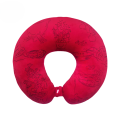Gối kê cổ in họa tiết màu đỏ 33x33cm chính hãng