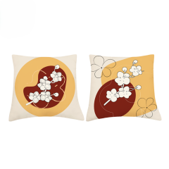 Áo gối tựa lưng in hình hoa màu kem 45x45cm chính hãng
