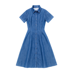 Đầm jean cổ sơ mi 02 màu xanh nhạt size S chính hãng