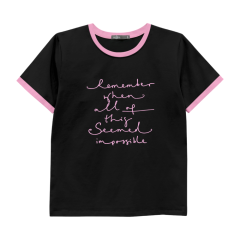 Áo thun nữ Hồng Nhật thêu Remember màu đen size S chính hãng