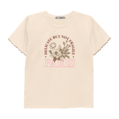 Áo thun nữ Hồng Nhật in Paris màu da size S chính hãng