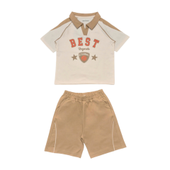 Bộ tay ngắn cổ bẻ Việt Ý in BEST màu kem size 4 chính hãng