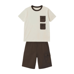 Bộ thun bé trai RT 2 túi phối màu nâu size 8 chính hãng