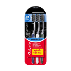 Lô 3 bàn chải đánh răng Colgate Charcoal Spiral chính hãng