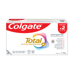 Lô 2 Kem đánh răng Colgate Total Clean Mint bạc hà 150g chính hãng