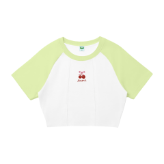 Áo thun bé gái BOO thêu trái dâu trắng xanh size 4 chính hãng