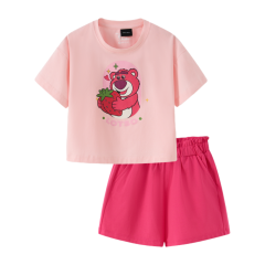 Bộ thun ngắn tay bé gái TP màu hồng size 6 chính hãng