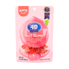 Kẹo dẻo Amos 4D có nhân vị đào 65g chính hãng
