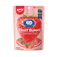 Kẹo dẻo Amos 4D có nhân vị dâu 65g chính hãng