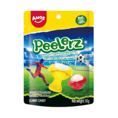 Kẹo dẻo bóng đá Peelerz vị dâu và cam 65g chính hãng