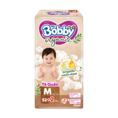 Tã quần Bobby Organic size M 52 miếng chính hãng