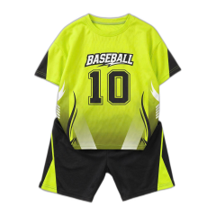 Bộ tay ngắn bé trai in Baseball 10 size 12 màu xanh chuối chính hãng
