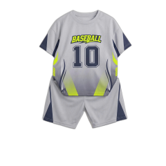 Bộ tay ngắn bé trai in Baseball 10 size 12 màu xám chính hãng