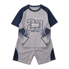 Bộ tay ngắn bé trai in Sports Team 23 size 10 màu xám chính hãng