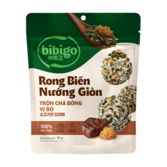 Lô 2 rong biển nướng giòn Bibigo trộn chà bông bò 30g chính hãng
