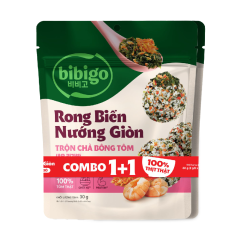 Lô 2 rong biển nướng giòn Bibigo trộn chà bông tôm 30g chính hãng