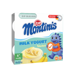 Lô 4 sữa chua ăn Zott Montinis vị chuối hộp 55g chính hãng