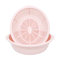 Bộ thau rổ nhựa oval màu hồng 35cm chính hãng