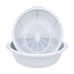 Bộ thau rổ nhựa oval màu xanh pastel 35cm chính hãng